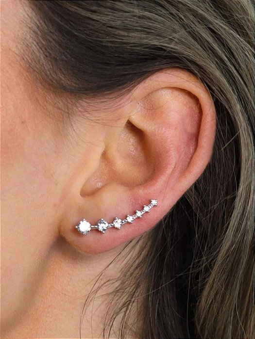 Brincos de Prata com Decoração de Zircônia Cúbica para Casamento de Noiva Joias Finas Femininas