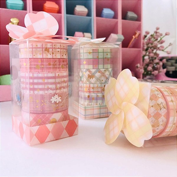 Washi Tape Xadrez e Dourado
