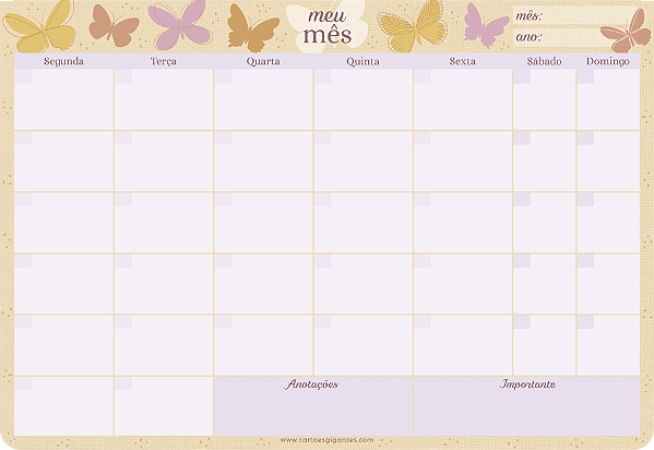 Planner Mensal de Mesa Linha Voar_Cartões Gigantes