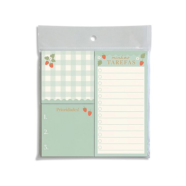 Trio de Bloquinhos Tri Fofo Linha Morango _ Cartões Gigantes