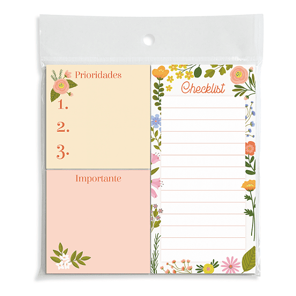 Trio de Bloquinhos Tri Fofo Linha Flores _ Cartões Gigantes