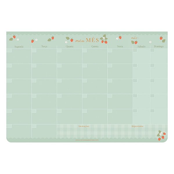 Planner Mensal de Mesa Linha Morango _ Cartoes Gigantes