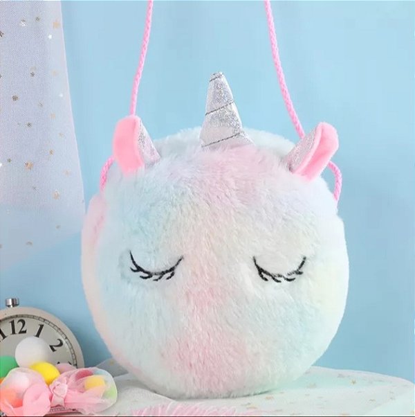 Bolsa Tiracolo em Pelúcia Unicórnio