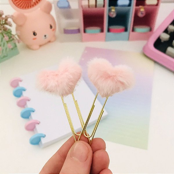 KIT com 4 Clips Coração em Pelúcia