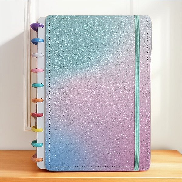 Caderno de Disco B5 Capa Dura Glitter _ Importado