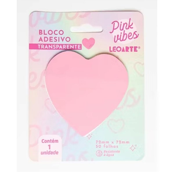 Bloco Adesivo Transparente Coração Pink Vibes