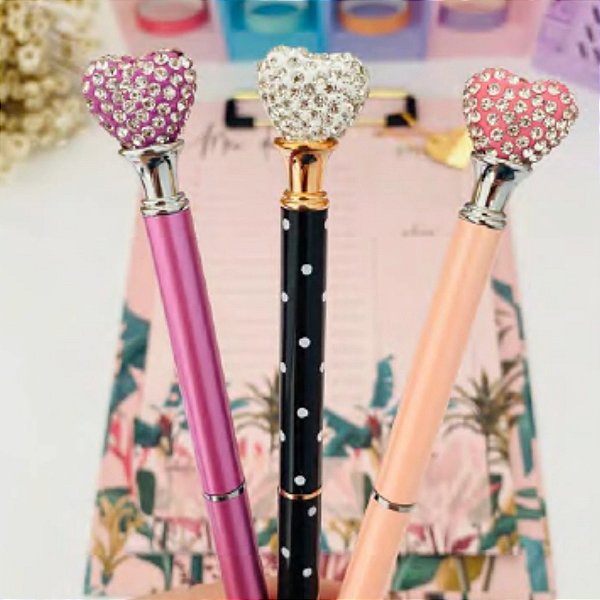 Caneta Coração com Strass