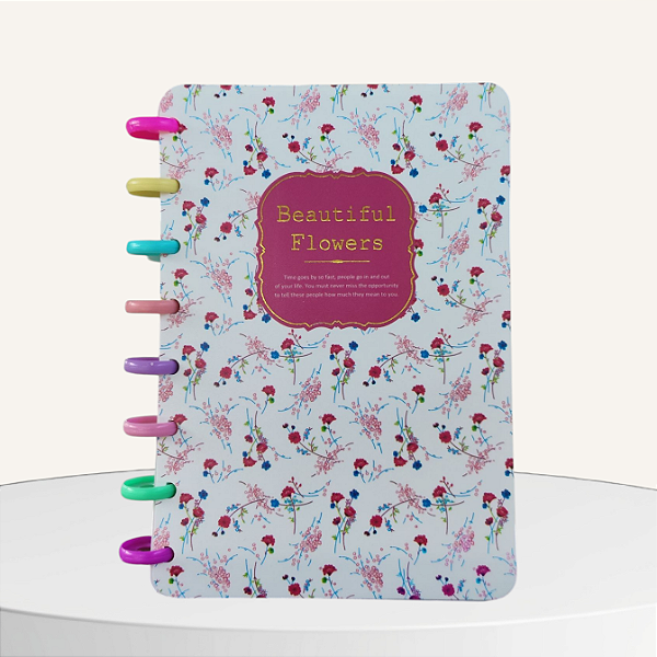 Caderno de Disco A5 Capa Dura Flowers _ Importado