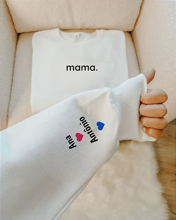 Moletom Gola Redonda Mama Branco