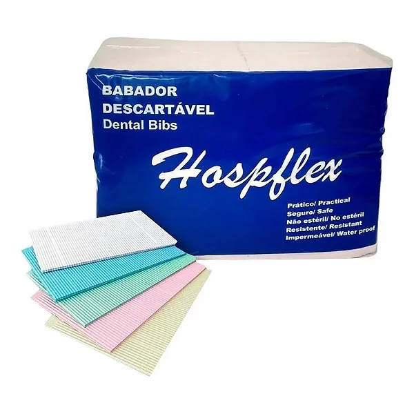 Babador Descartável Impermeável - Dental Bibs