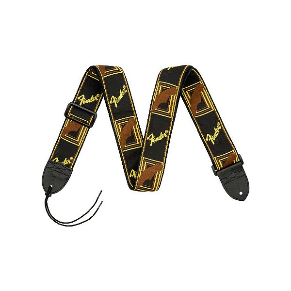 Correia de Tecido Fender para Guitarra Mono Strap Preto Amarelo Marrom