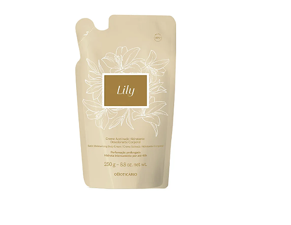 Refil Creme Acetinado Desodorante Hidratante Corporal Lily 250g
