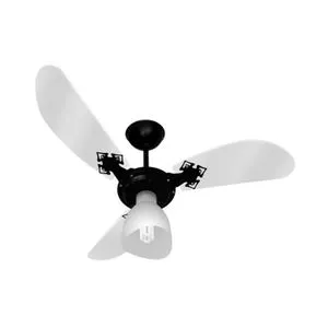VENTILADOR TETO NEW CRISTAL 3 PAS BRANCA BASE PRETA VENTI-DELTA
