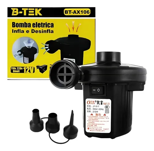 B-TEK BOMBA ELETRICA INFLA E DESINFLA BIVOLT E 12V