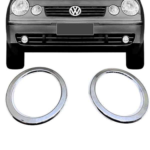 Aplique CROMADO Farol Milha VW Polo 2002  até 2006 Grade Moldura