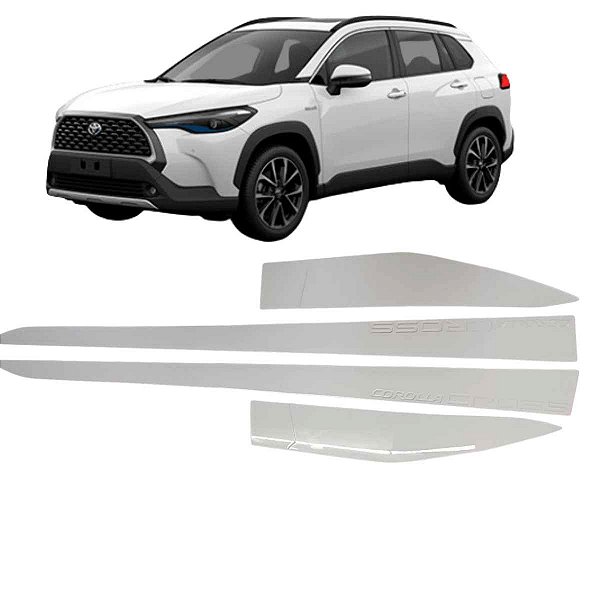 Jogo friso Lateral Corolla Cross Branco Polar cor original