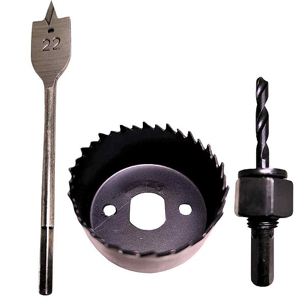 Kit Serra Copo e Brocas babiquim chata de Madeira 7/8" 22mm