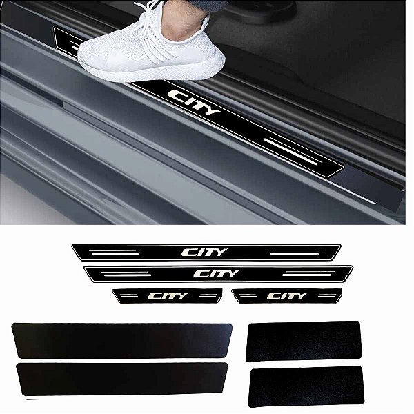 Kit jogo de protetor Soleiras de porta Honda City preto