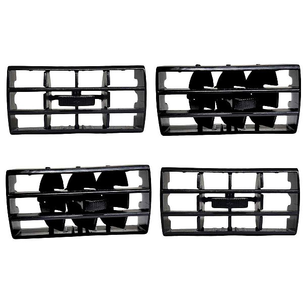 KIT Difusor saída Ar Gol G1 Quadrado central lateral preto