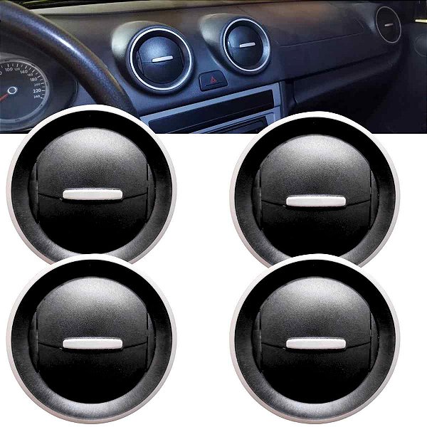 Kit Difusor Painel saída Ar Gol Voyage G5 G6 Botão Aro Prata