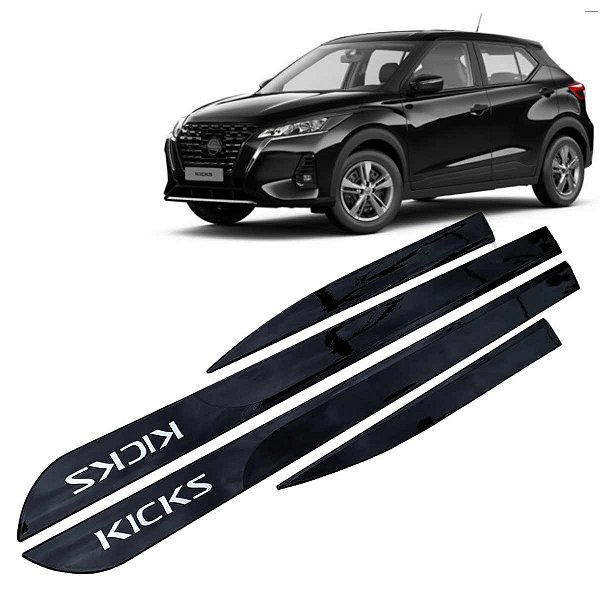 Jogo friso lateral compatível com SUV Kicks Preto Premium