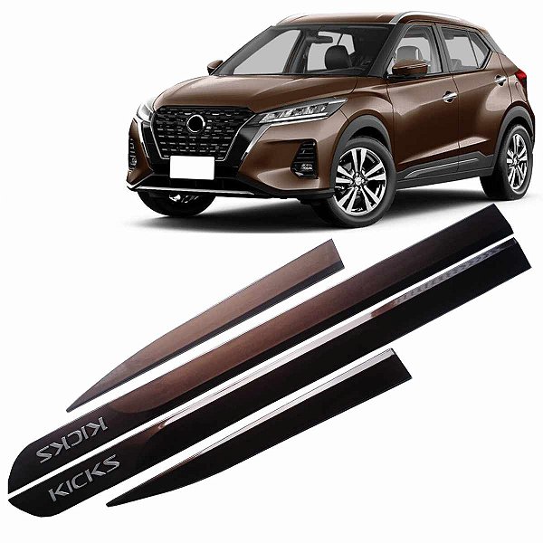 Jogo friso lateral compatível SUV Kicks Cinza Rust (Marrom)