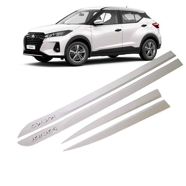 Jogo friso lateral compatível com SUV Kicks Branco Diamond