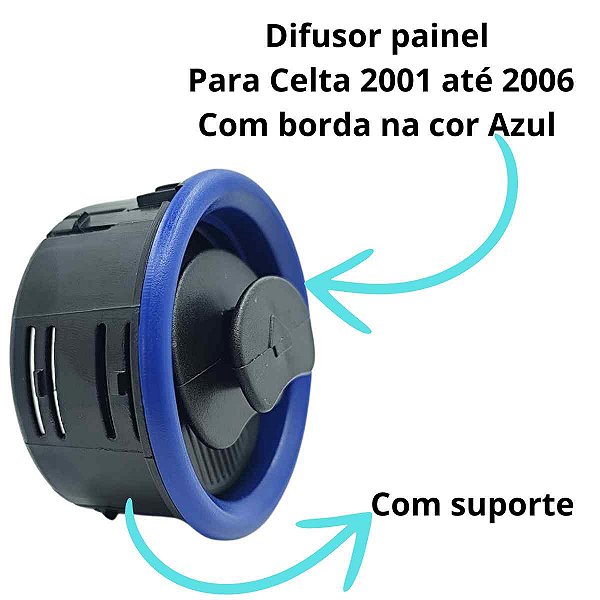Difusor saída de Ar Painel Celta Prisma acabamento Cor Azul