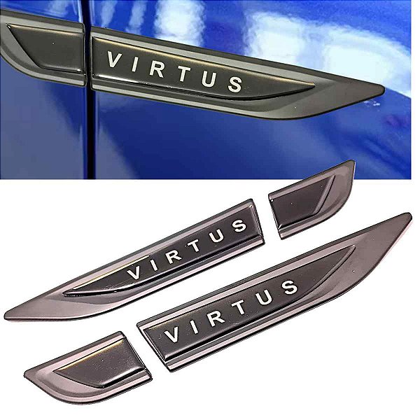 kit de Emblemas Laterais VW Virtus preto fosco 2018 a 2025