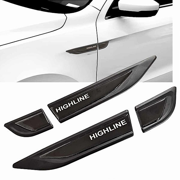 kit de Emblemas Laterais Highline preto fosco T-Cross Polo