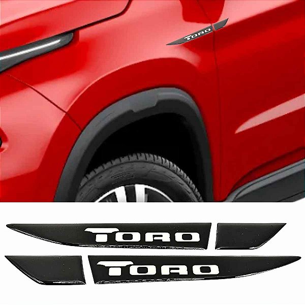 Emblemas Lateral FIAT TORO preto nome cromado resinado