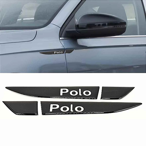 Emblemas Lateral VW POLO TRACK preto nome cromado resinado