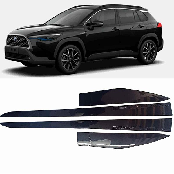 Jogo friso Lateral Corolla Cross preto infinito cor original