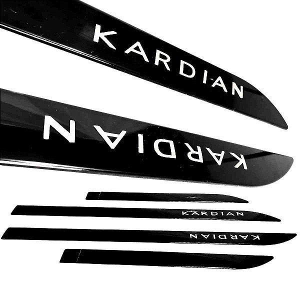 Jogo friso Lateral Porta KARDIAN Preto Nacre Nome Cromado