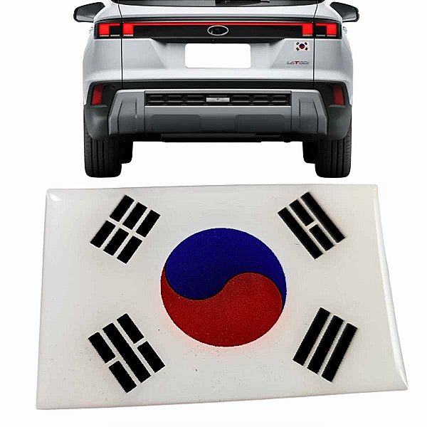 Adesivo Bandeira Escudo Coreia do Sul Resinado Carro e Moto