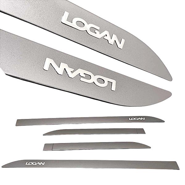Friso Lateral Porta Logan Cinza Cassiope Nome Cromado
