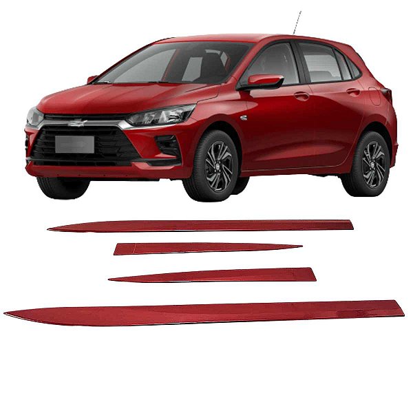Friso lateral New Onix Plus Hatch Sedan Cor Vermelho Scarlet