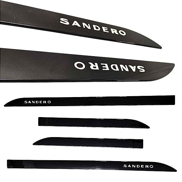 Friso lateral Sandero Preto Nacre nome cromado alto relvo