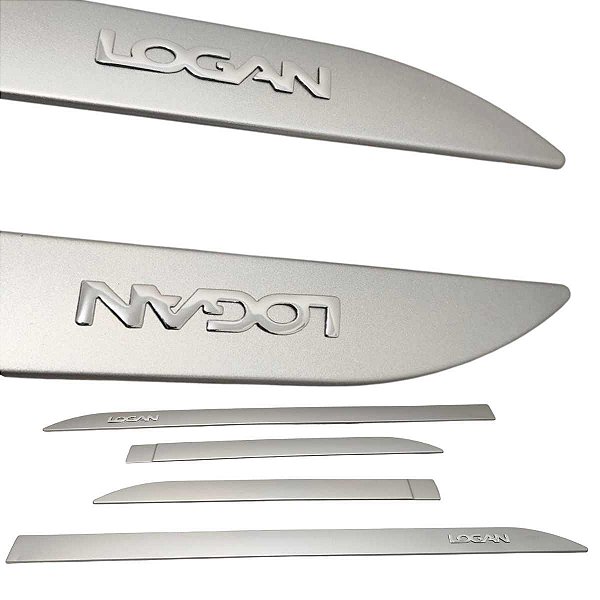 Friso Lateral Porta Logan Prata Etolile Nome Cromado  relevo