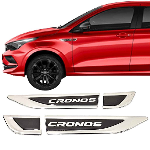 Kit Aplique Lateral CRONOS nome resinado na TAG cromada