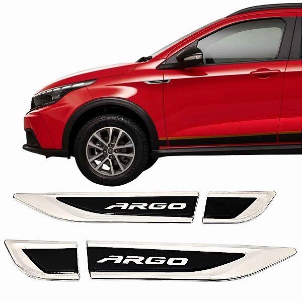 Kit Aplique Lateral Fiat Argo nome Resinado TAG cromada