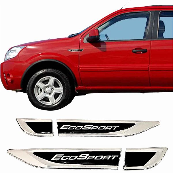 Kit Aplique Lateral Ford Ecosport nome Resinado TAG cromada