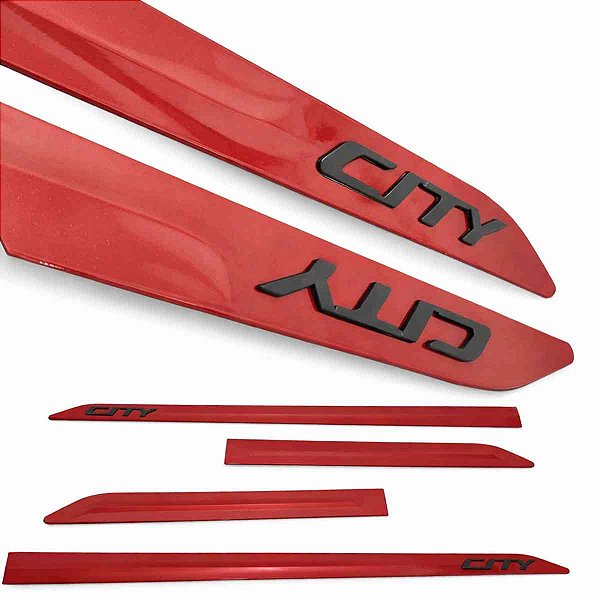 Friso Lateral Compatível City Vermelho Super Nova Nome Preto