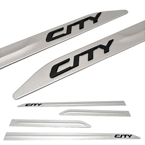 Friso Lateral City Hatchback Sedan Prata Platinum Nome Preto