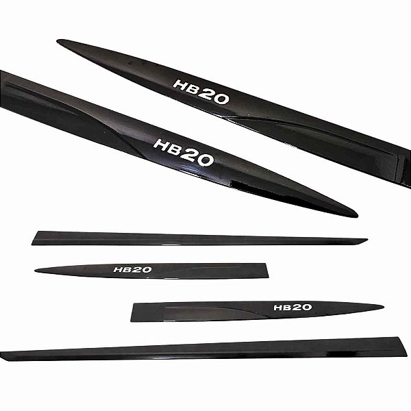 Friso Lateral HB20 Preto Onix com nome alto relevo Cromado