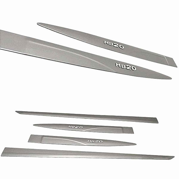 Friso Lateral HB20 Cinza silk com nome alto relevo Cromado