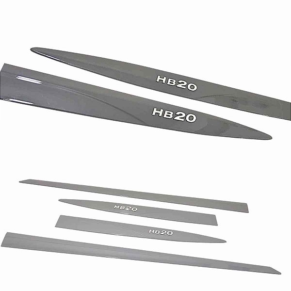 Friso Lateral HB20 Cinza Shadow com nome alto relevo Cromado