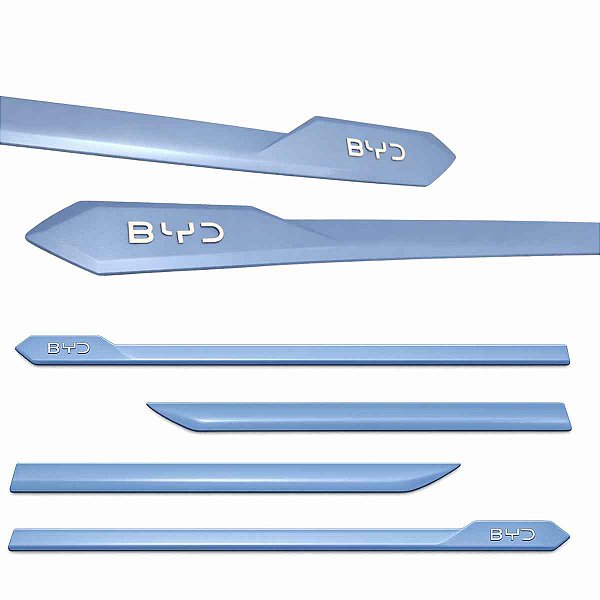 Friso portas Dolphin Mini Azul Glacier Blue logo BYD cromado