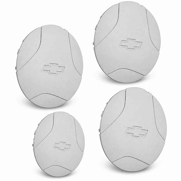 Kit 4 Calota Central Miolo Roda Corsa Wind  Aro 13 Prata