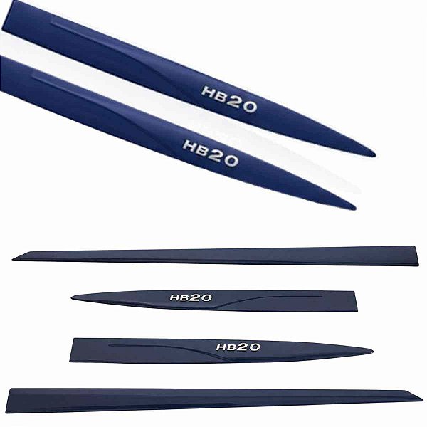 Friso Lateral HB20 Azul Sapphire nome Alto Relevo Cromado